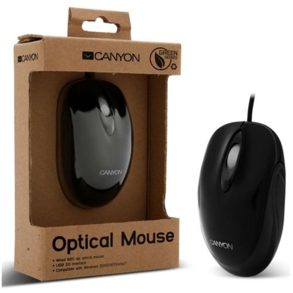 Miš USB Canyon Green Series CNF-MSO02B, Optical 800dpi Black - WINWIN SHOP - Katalog prodavnica - Crna Gora